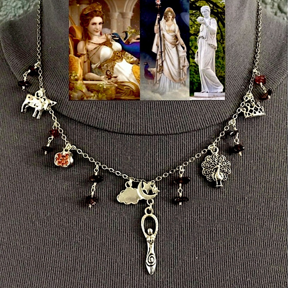 “Queen Hera" Juno Goddess Greek Roman Mythology Handmade Necklace, Pomegranate